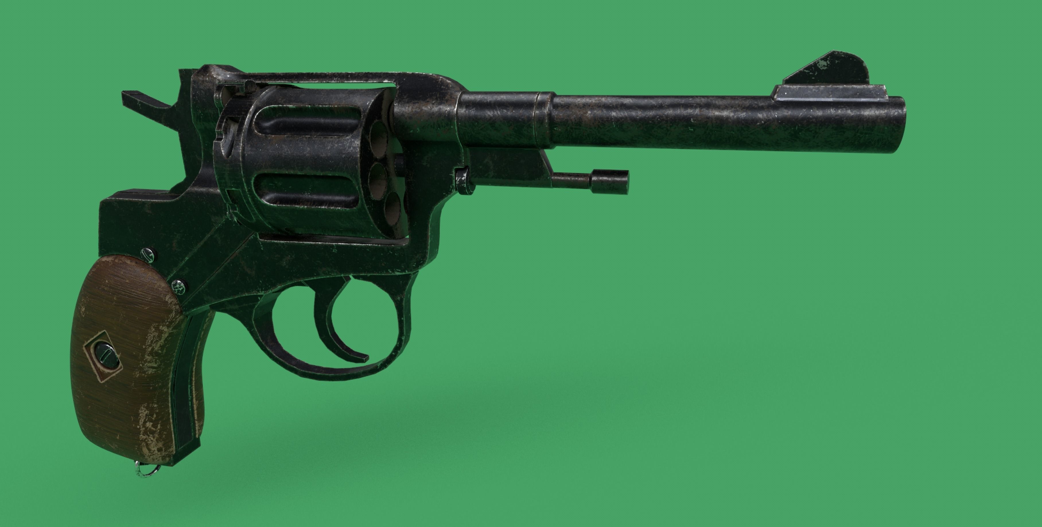 Nagant Revolver Gun Low-poly 3D model_6