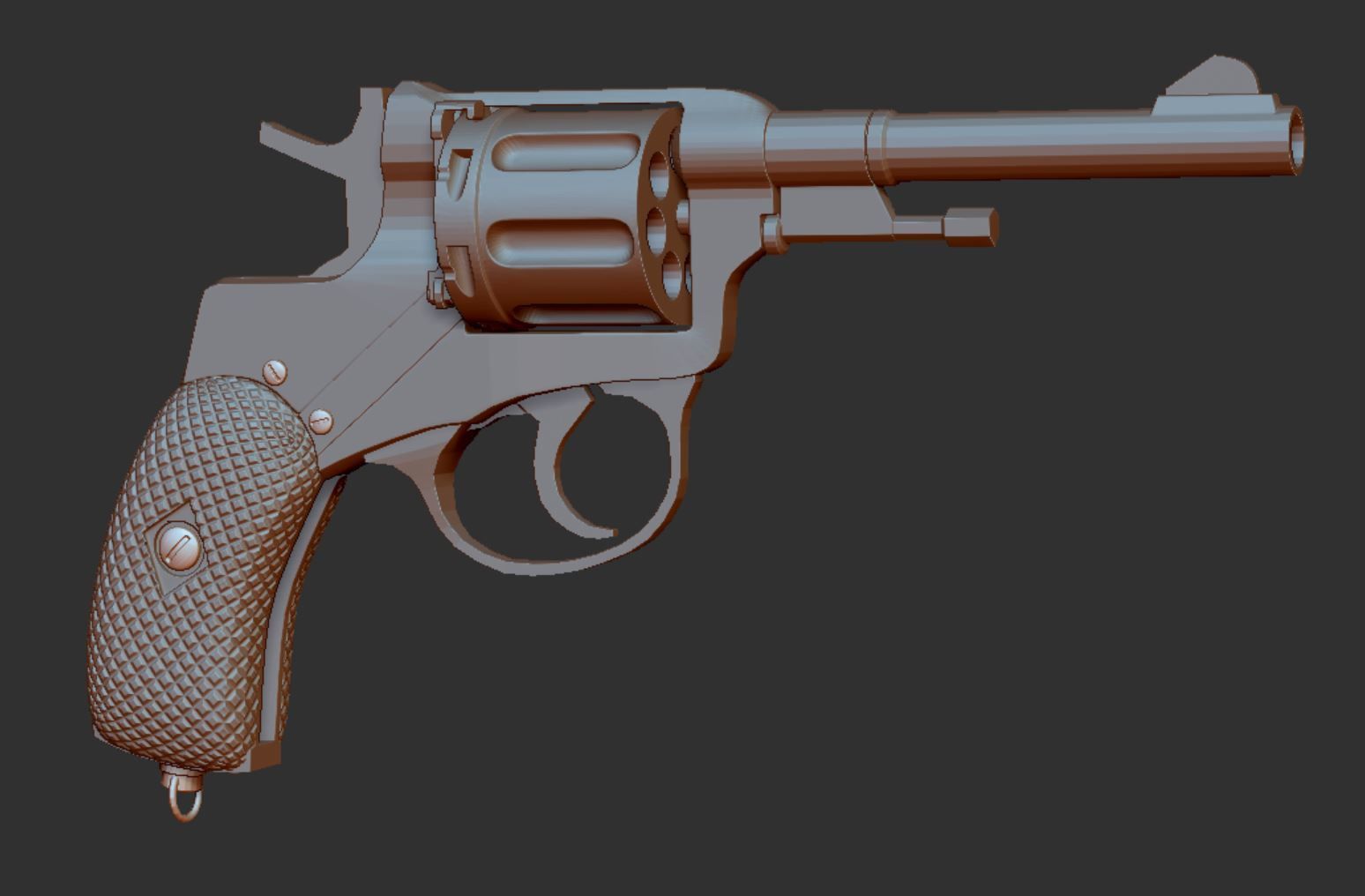 Nagant Revolver Gun Low-poly 3D model_10