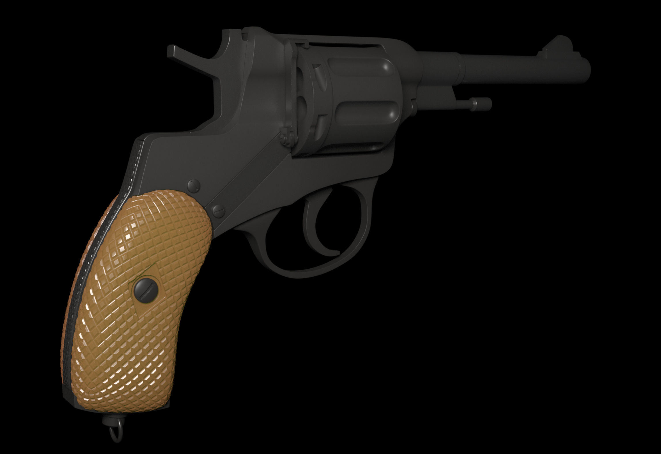 Nagant Revolver Gun Low-poly 3D model_17