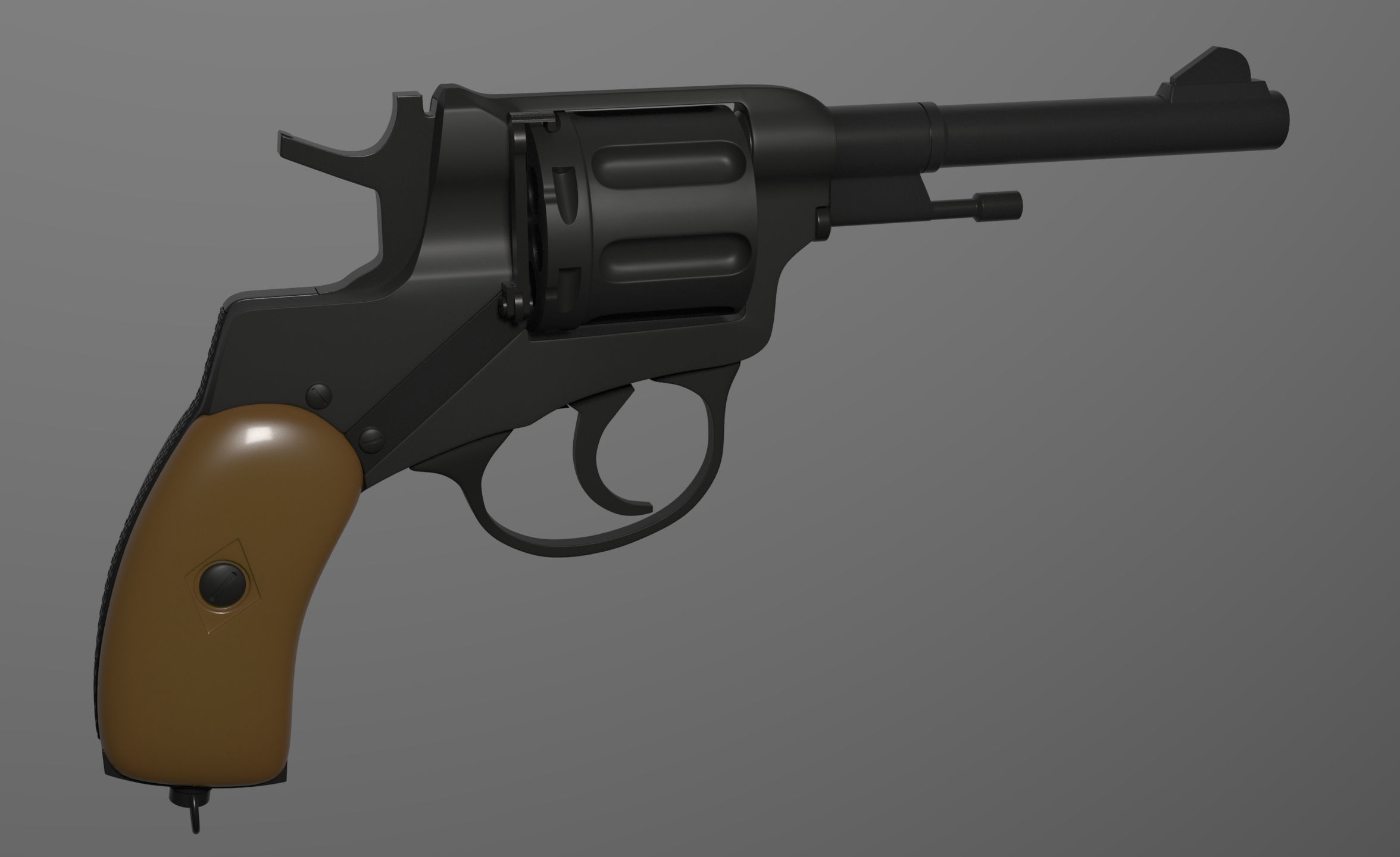 Nagant Revolver Gun Low-poly 3D model_12