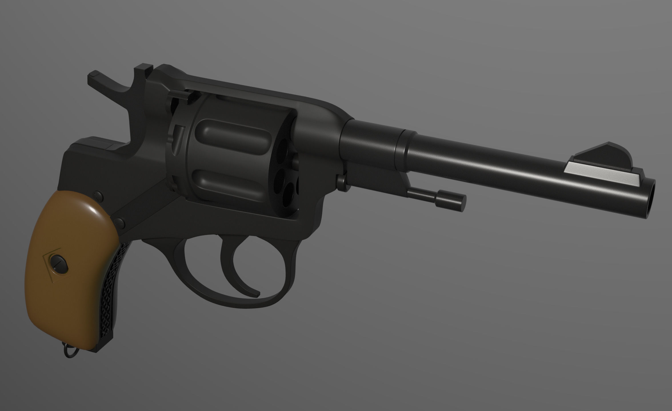 Nagant Revolver Gun Low-poly 3D model_13