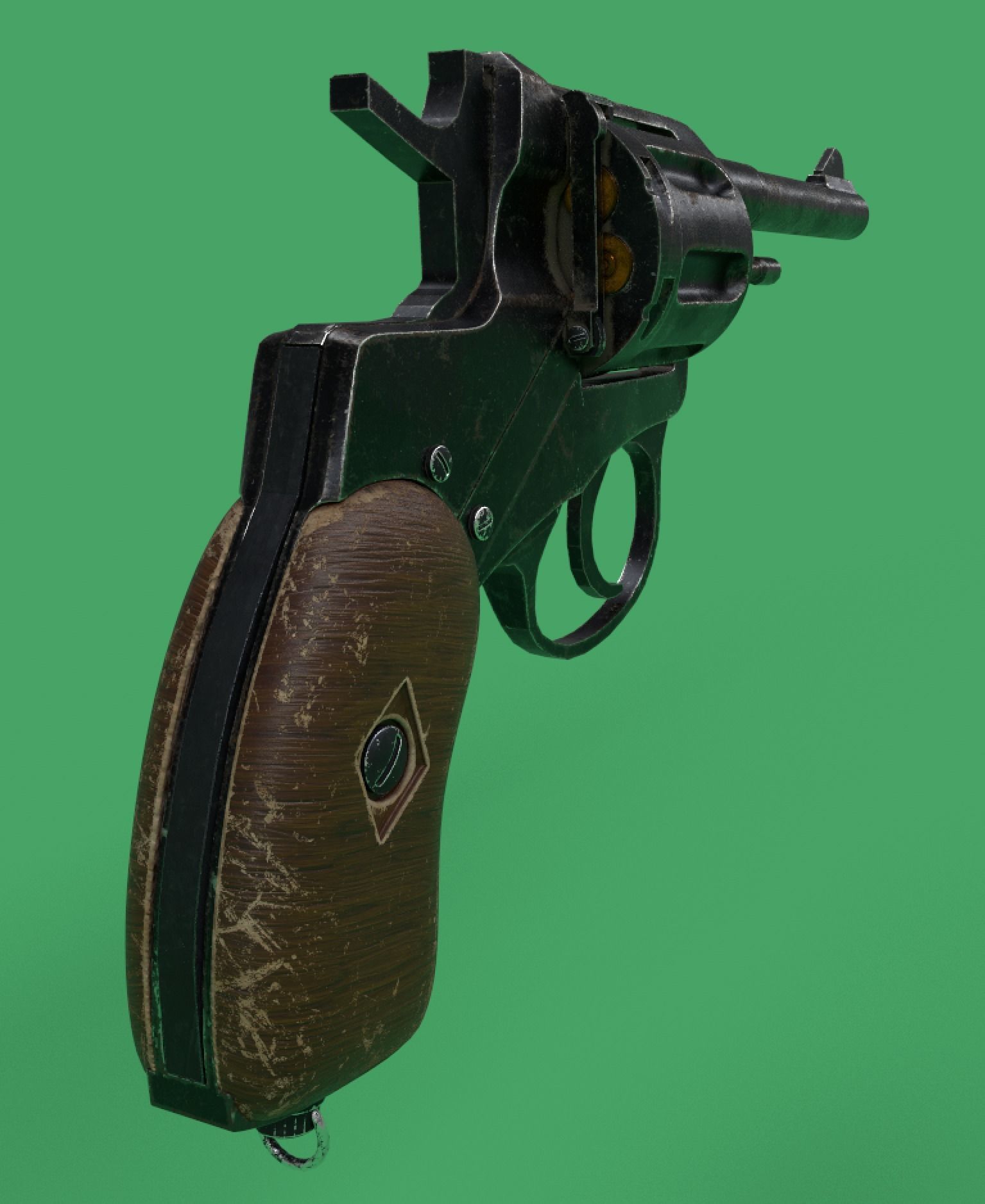 Nagant Revolver Gun Low-poly 3D model_7