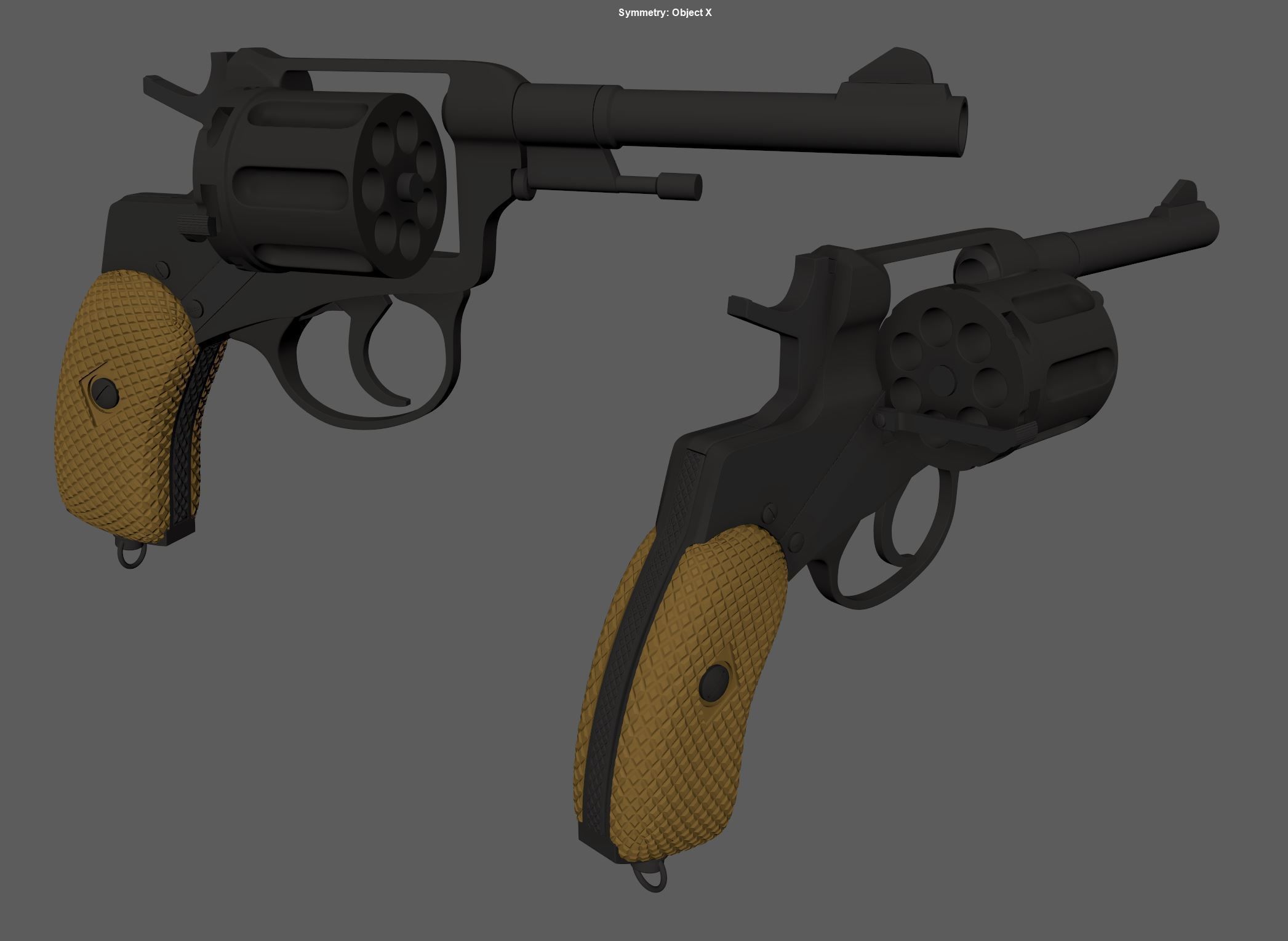 Nagant Revolver Gun Low-poly 3D model_14