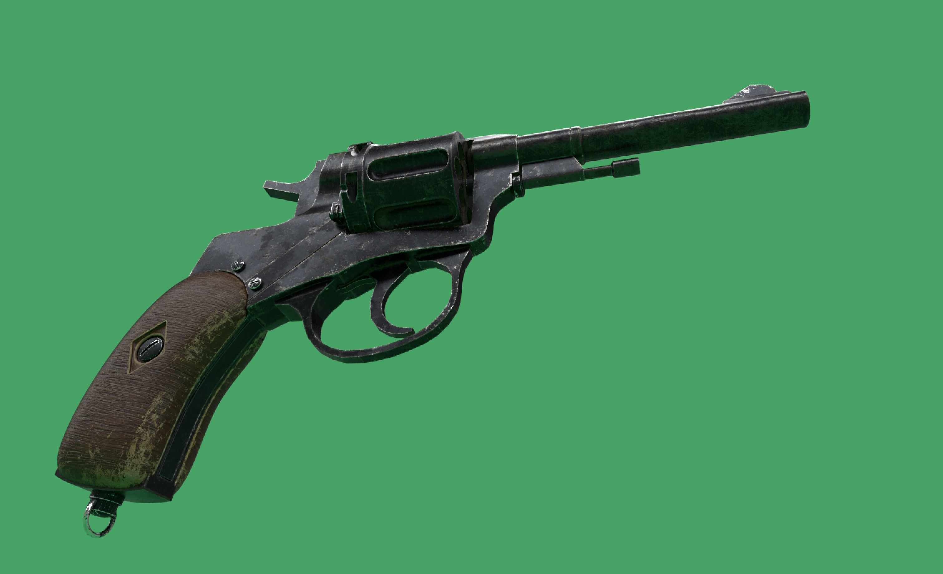 Nagant Revolver Gun Low-poly 3D model_3