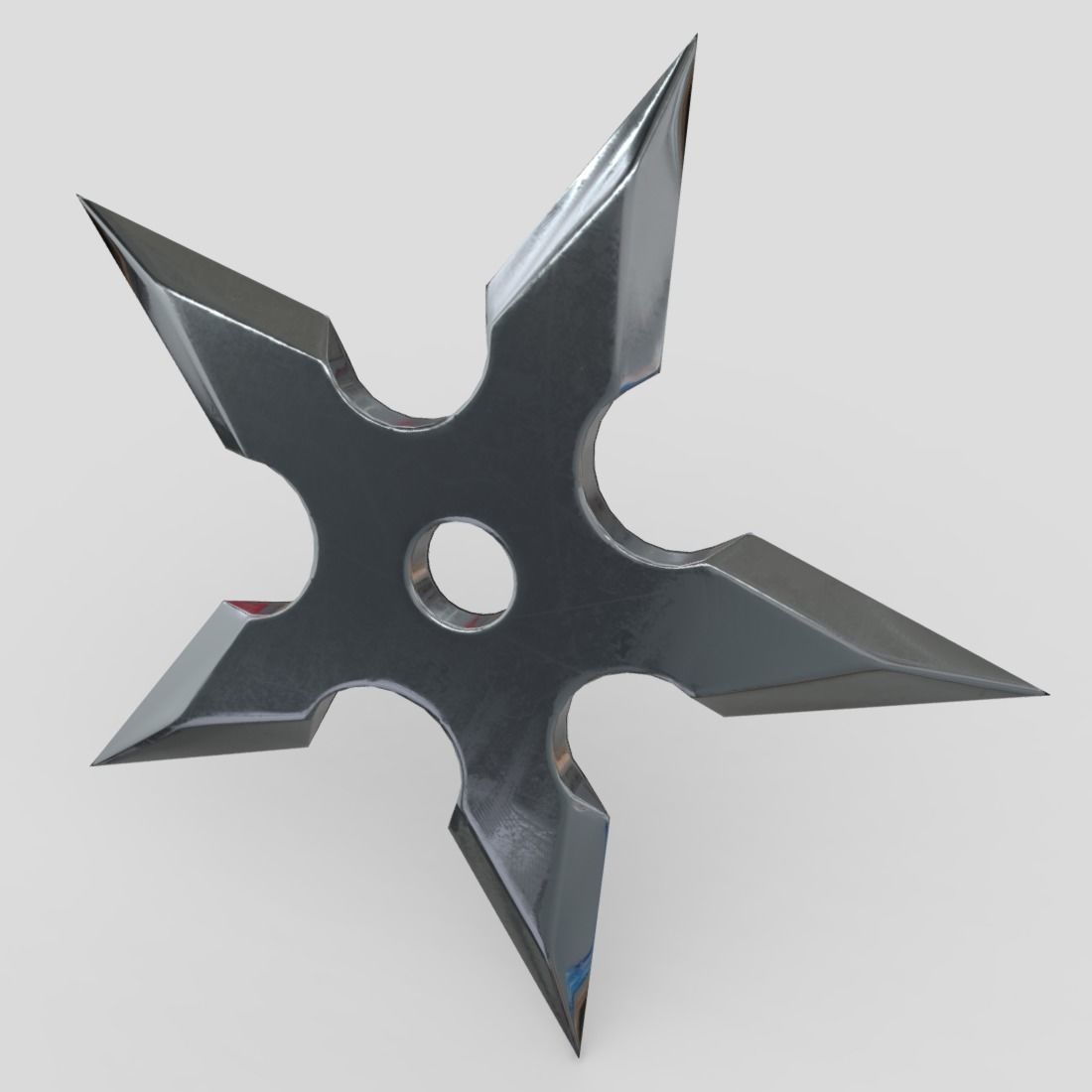Shuriken metal star Low-poly 3D model_4