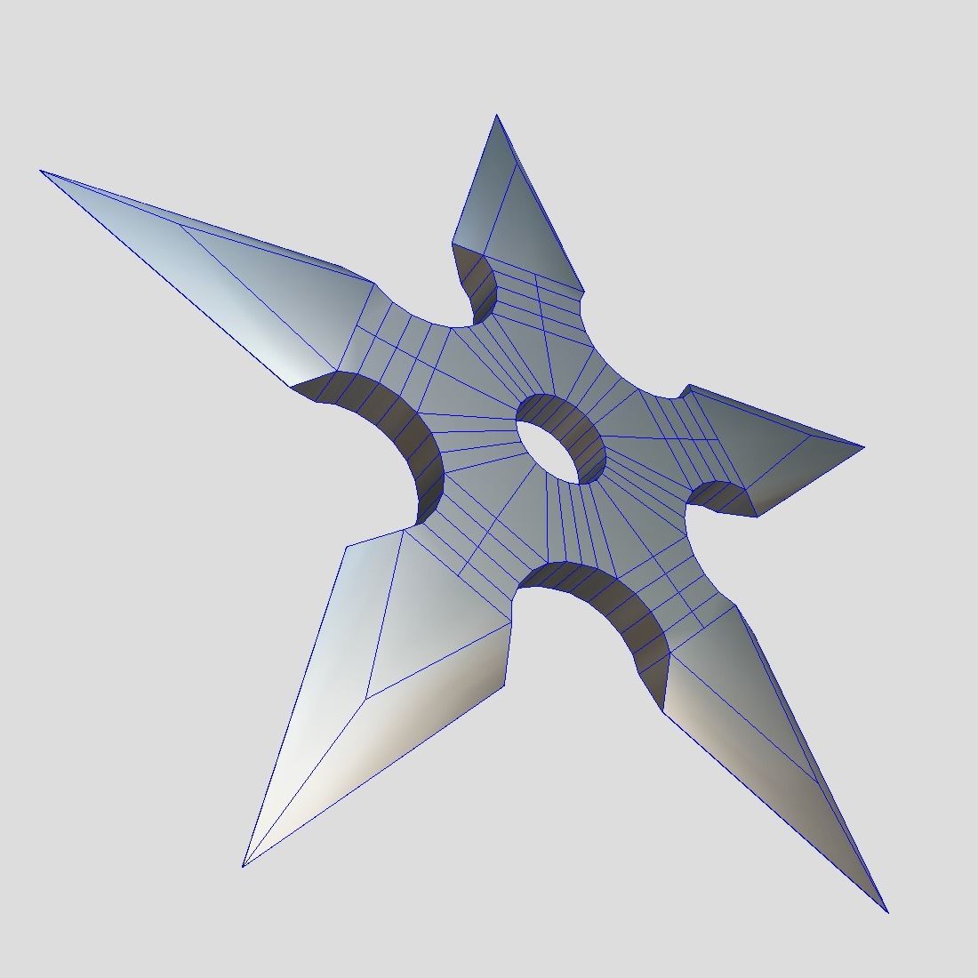 Shuriken metal star Low-poly 3D model_11