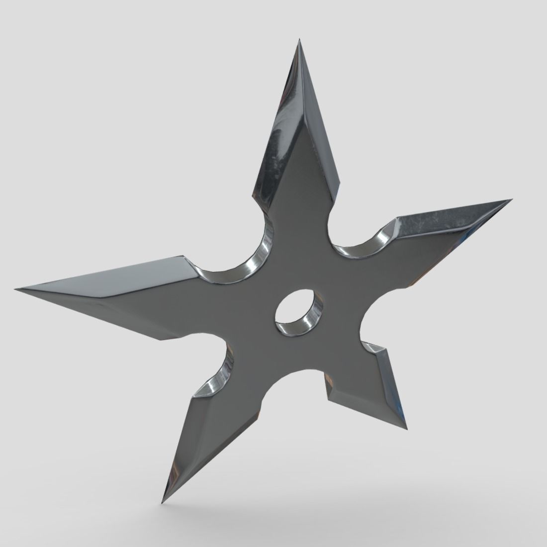 Shuriken metal star Low-poly 3D model_8