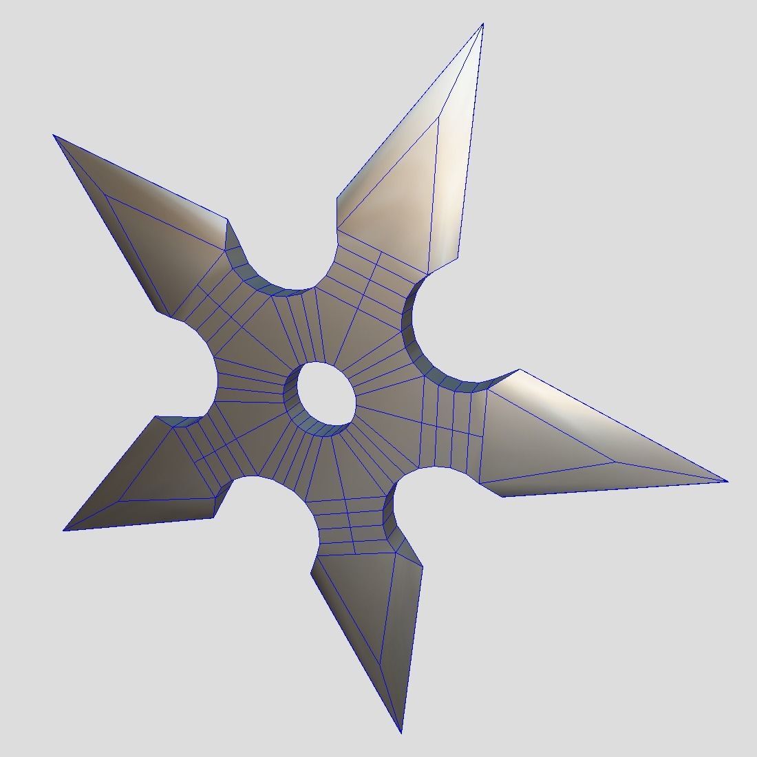 Shuriken metal star Low-poly 3D model_5
