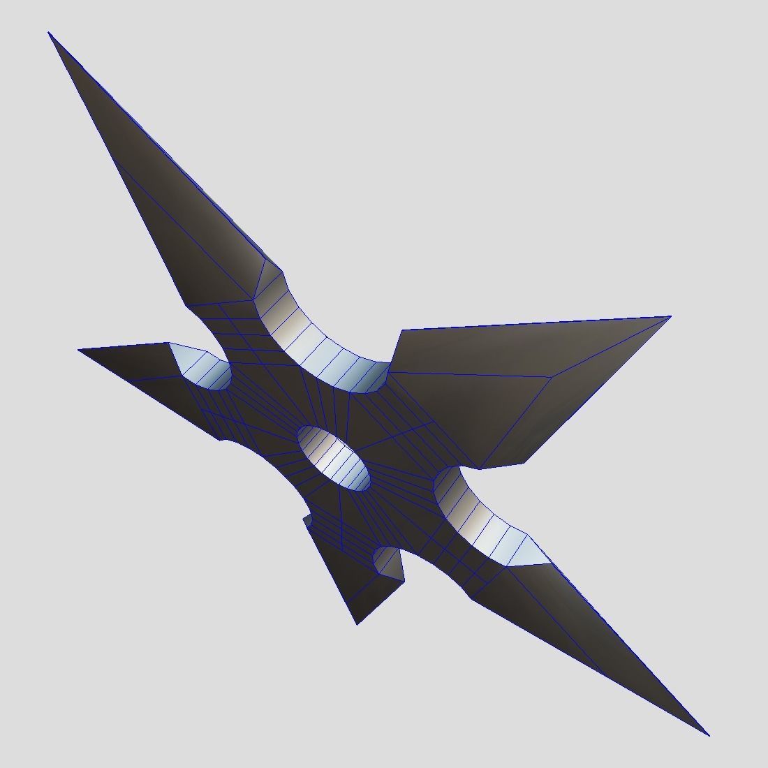 Shuriken metal star Low-poly 3D model_7