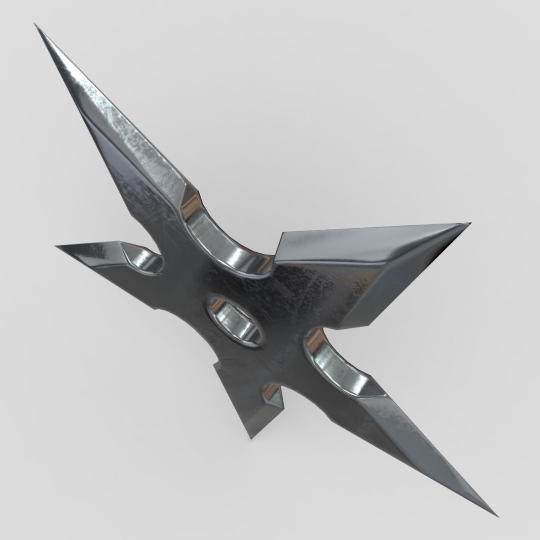 Shuriken metal star Low-poly 3D model_6