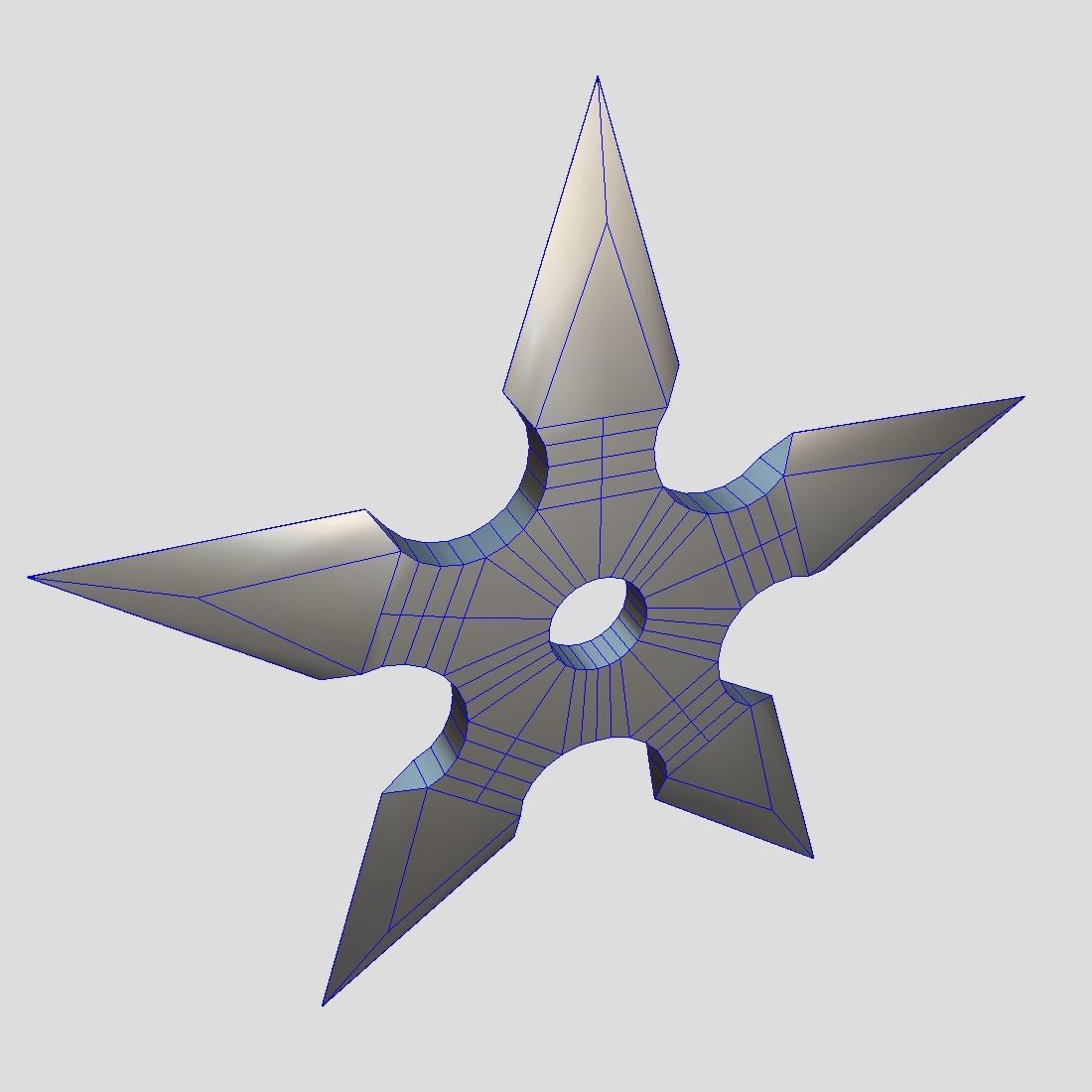 Shuriken metal star Low-poly 3D model_9
