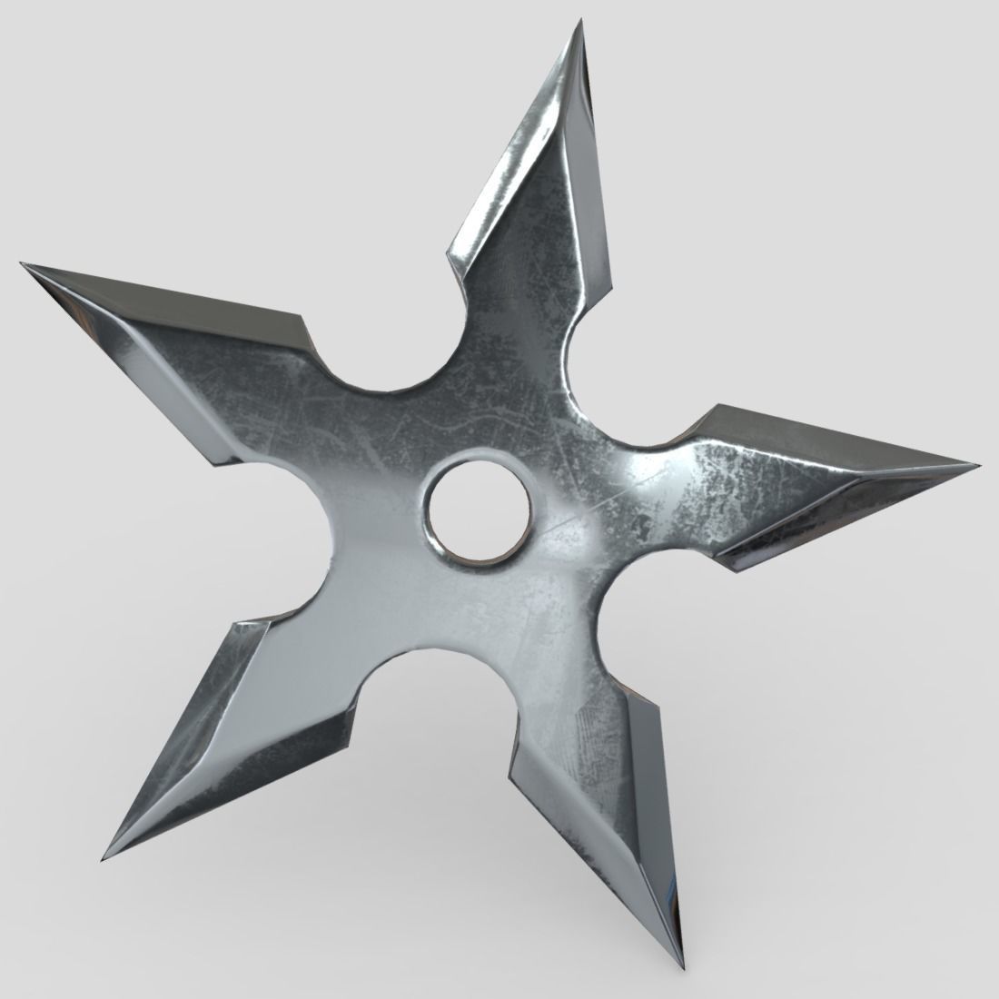 Shuriken metal star Low-poly 3D model_2