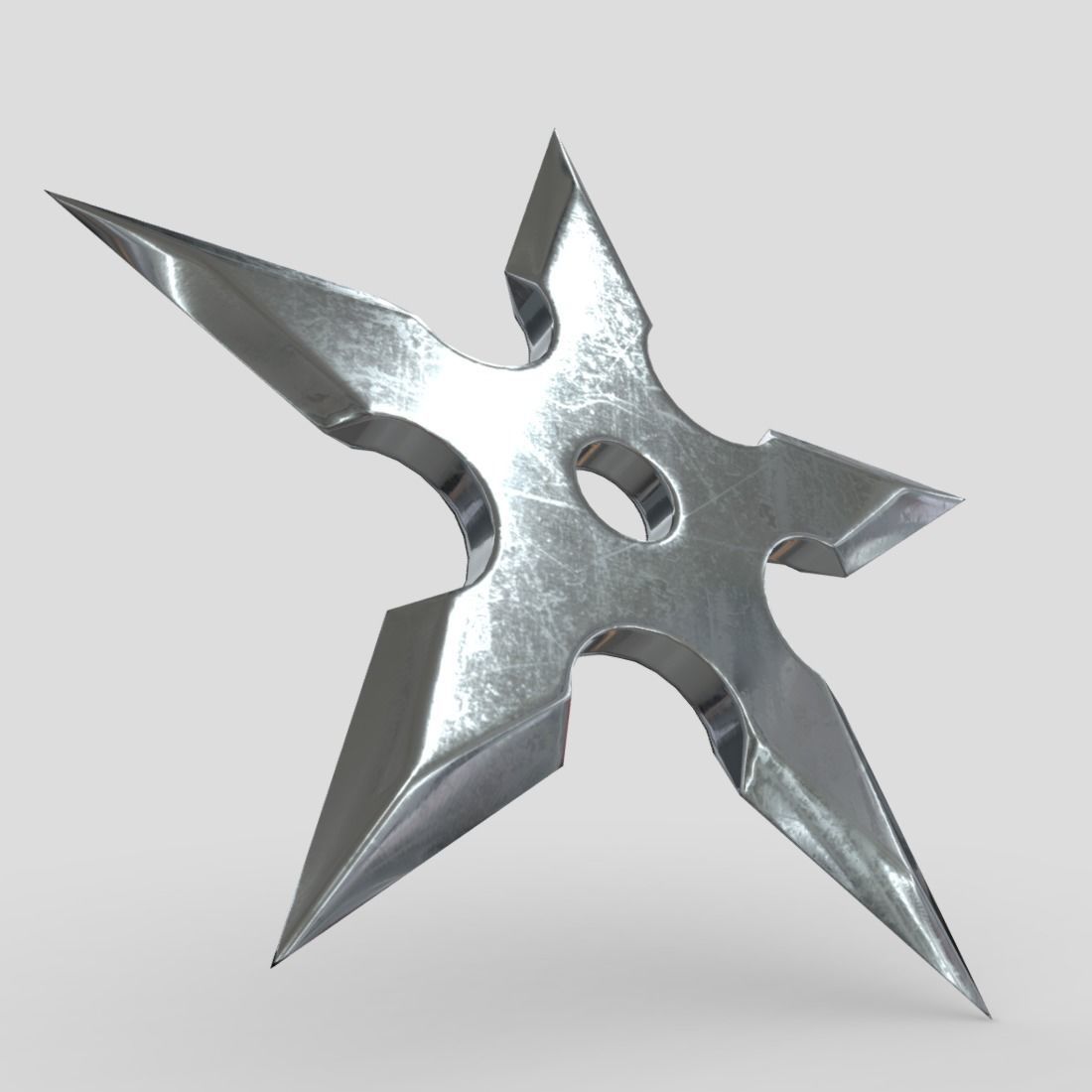 Shuriken metal star Low-poly 3D model_10