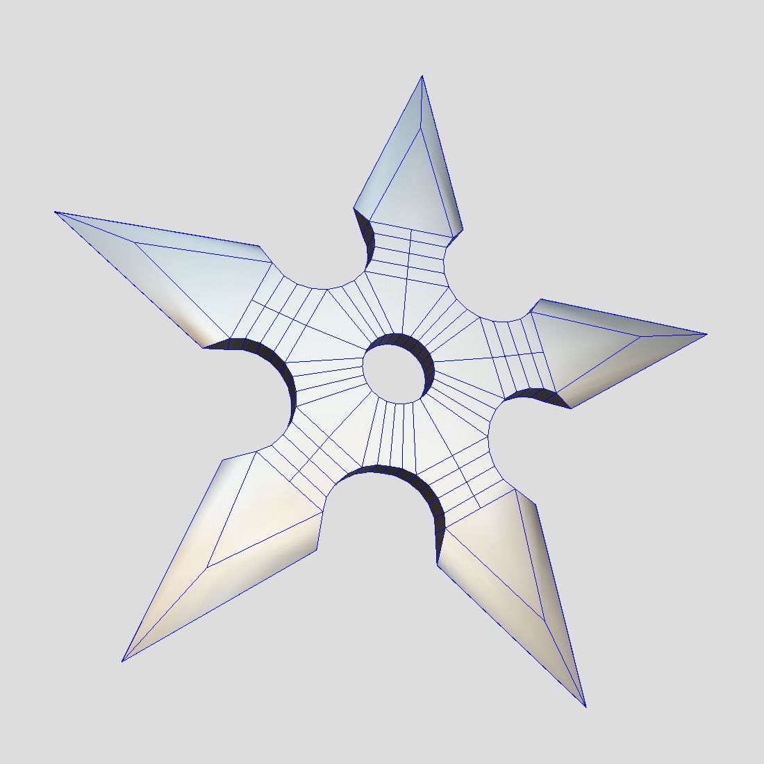 Shuriken metal star Low-poly 3D model_1