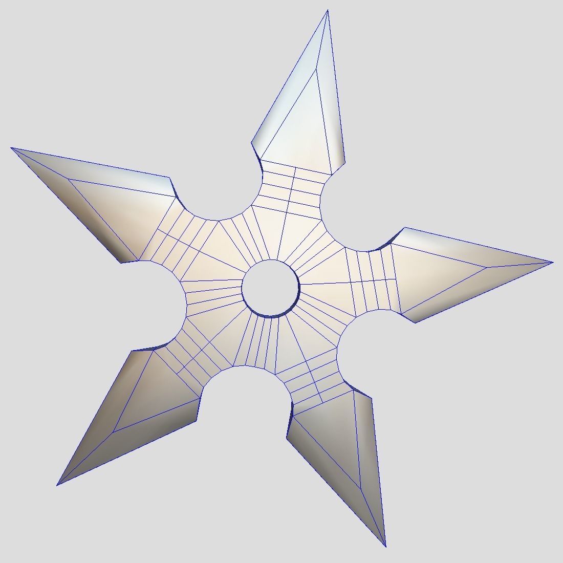 Shuriken metal star Low-poly 3D model_3