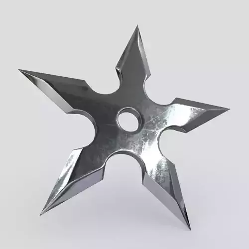 Shuriken metal star Low-poly 3D model