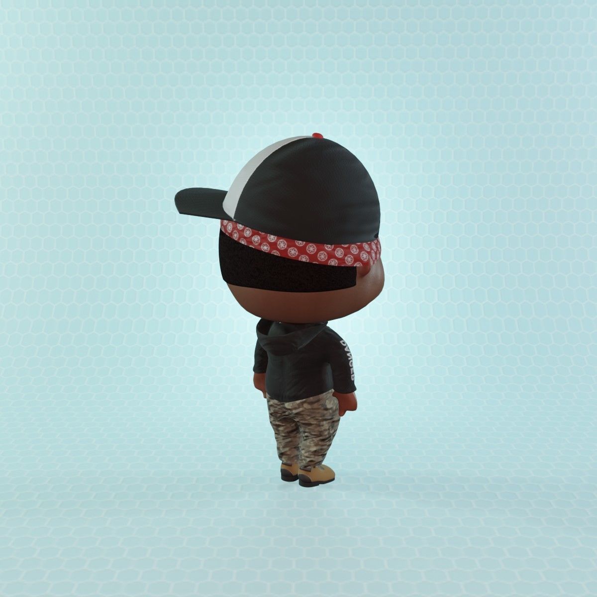 Civilian Hip Hop boy Low-poly 3D model_6