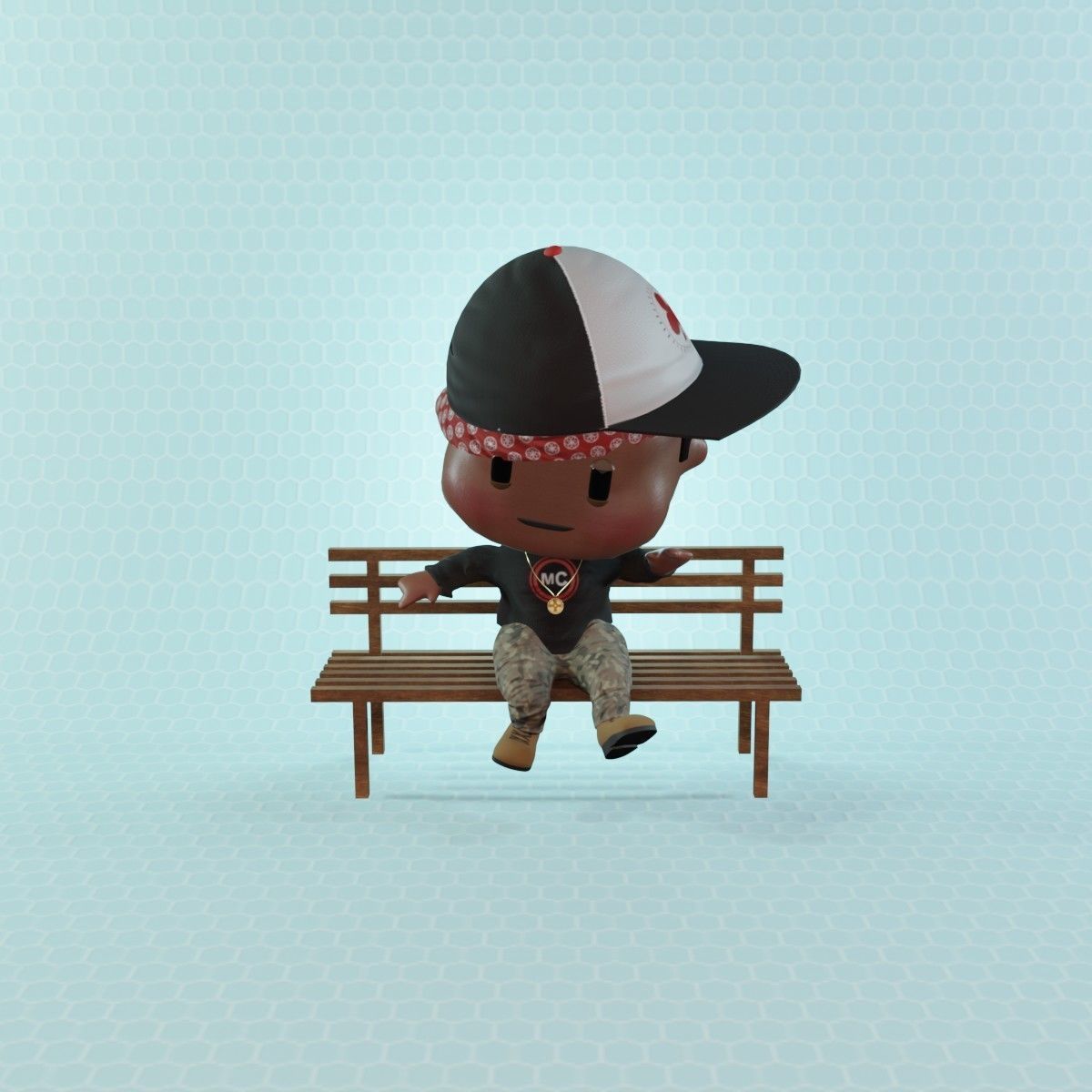 Civilian Hip Hop boy Low-poly 3D model_9