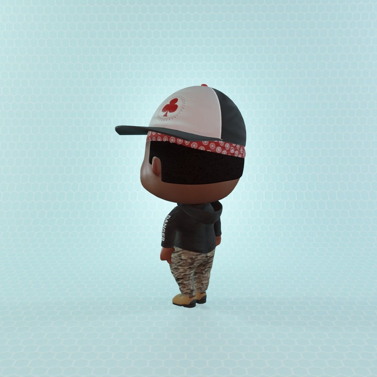 Civilian Hip Hop boy Low-poly 3D model_4