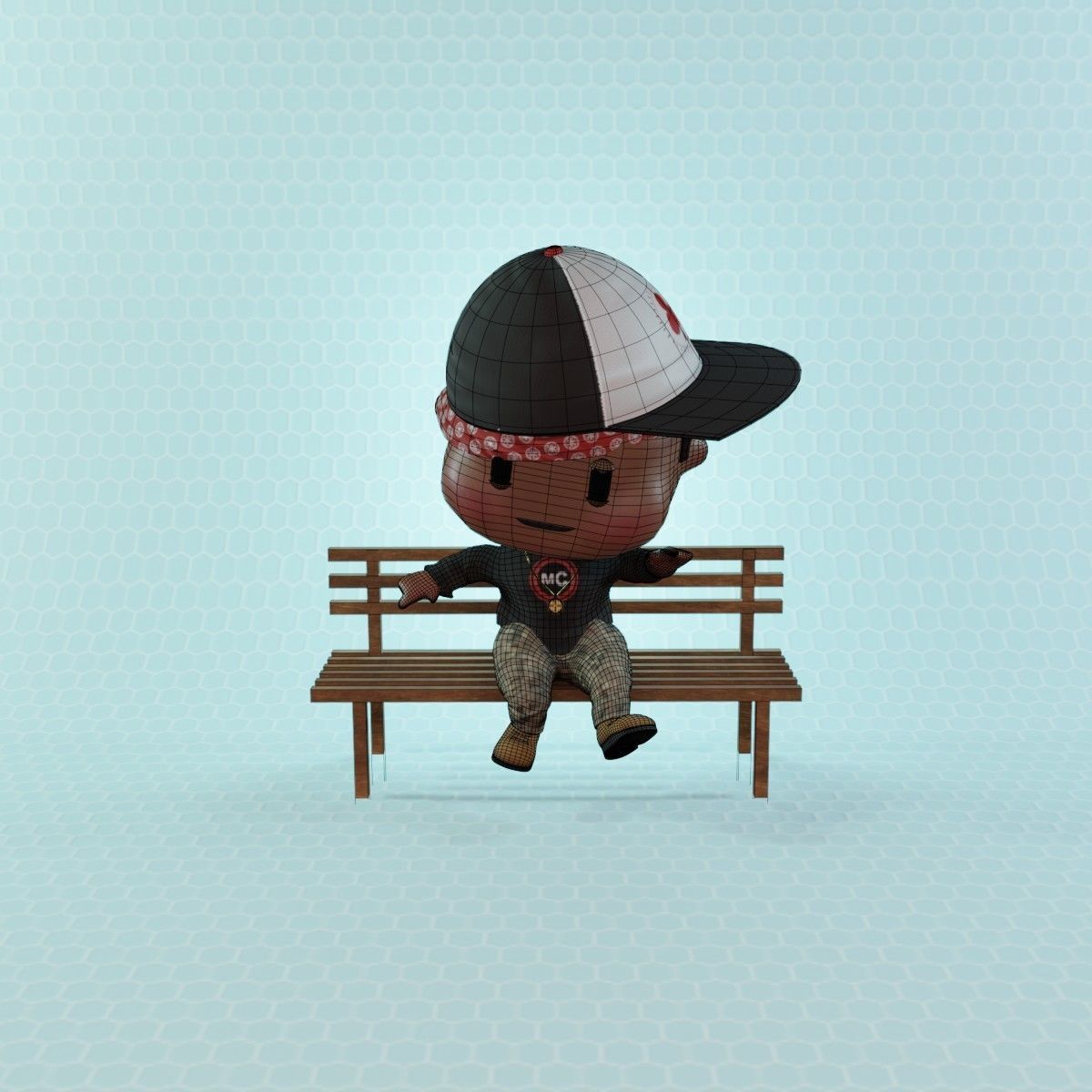Civilian Hip Hop boy Low-poly 3D model_15