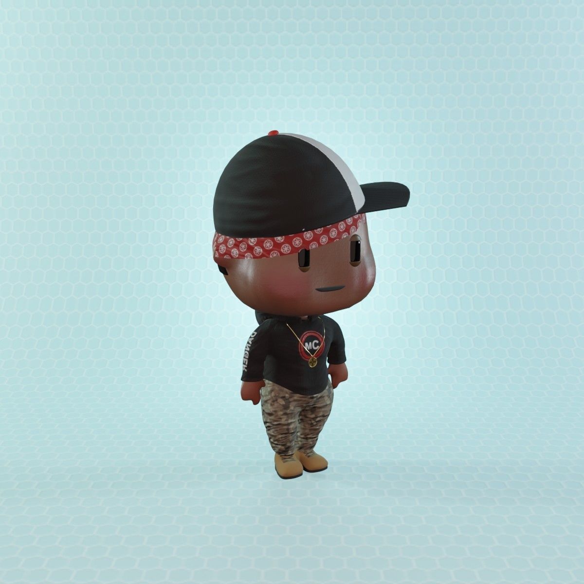 Civilian Hip Hop boy Low-poly 3D model_8