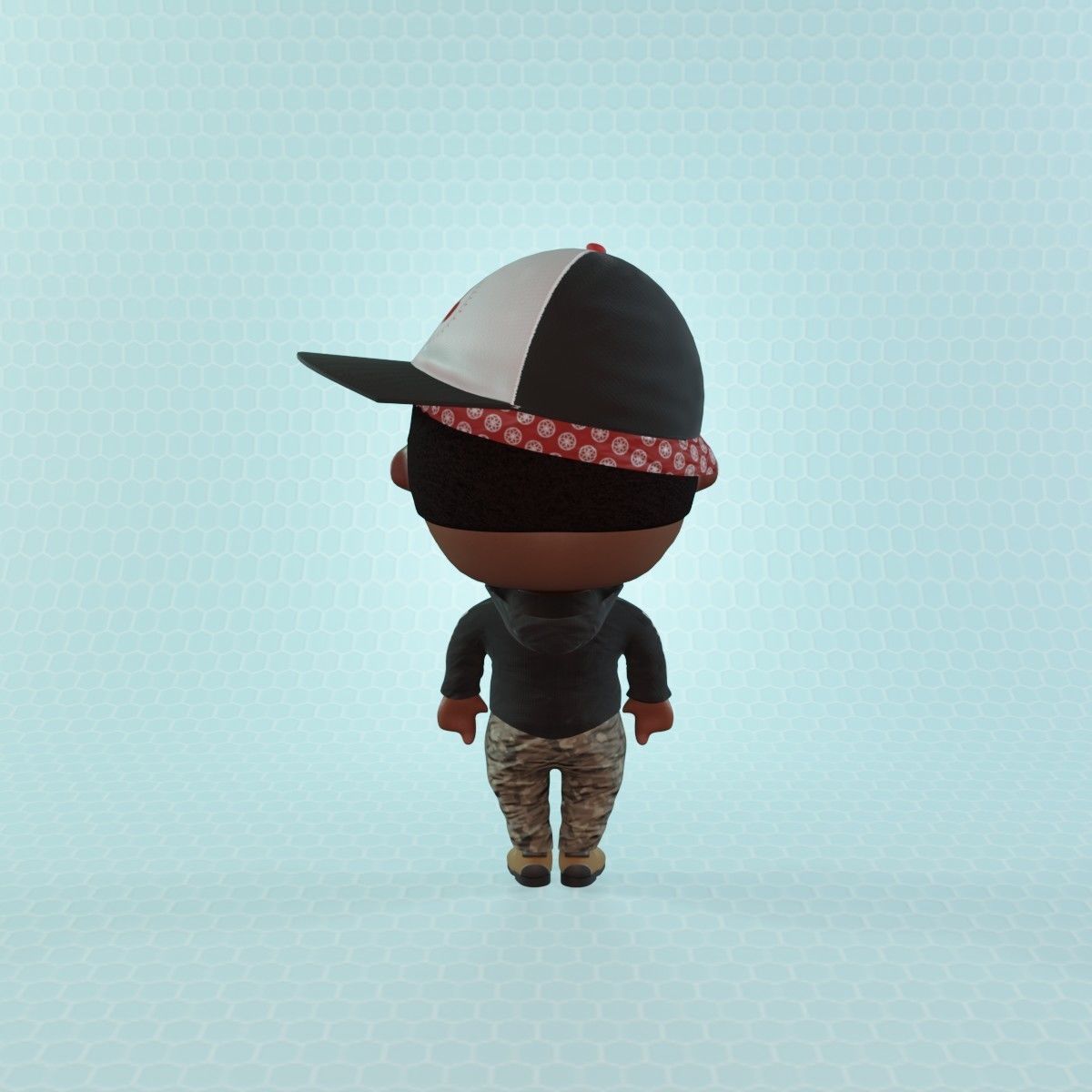 Civilian Hip Hop boy Low-poly 3D model_5
