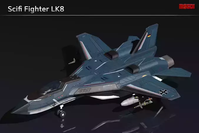 Scifi Fighter LK8 Low-poly 3D model