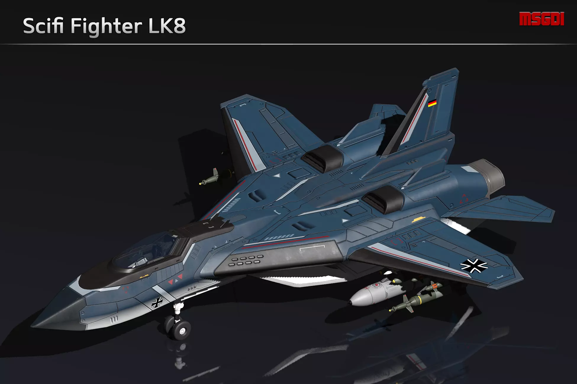 Scifi Fighter LK8 Low-poly 3D model_0