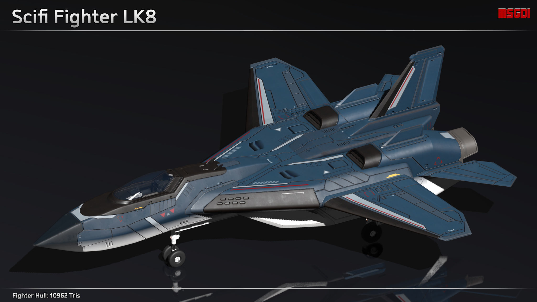 Scifi Fighter LK8 Low-poly 3D model_1