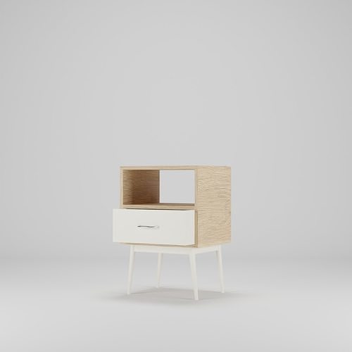 bedside table with drawer Low-poly 3D model