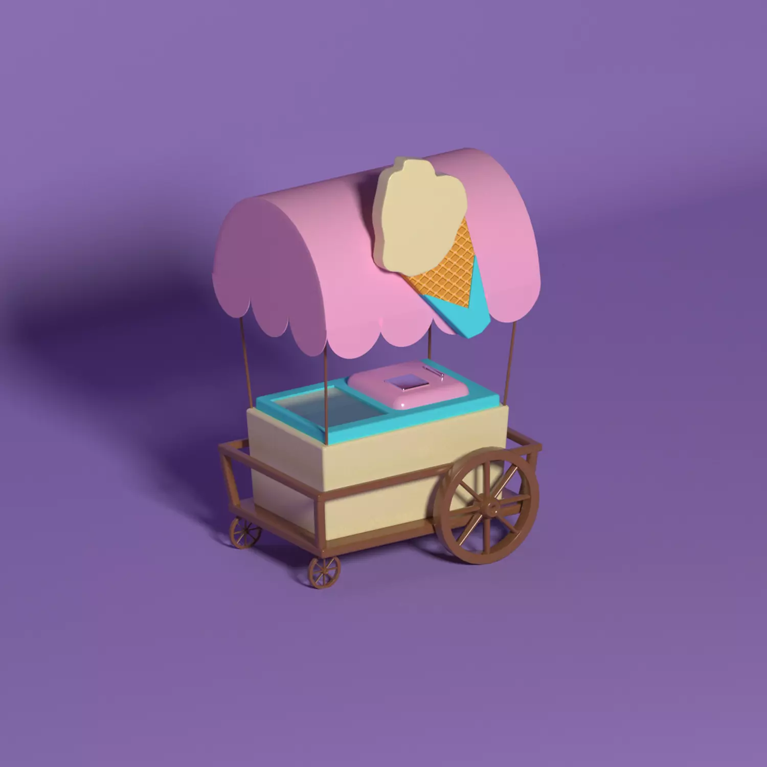 Ice Cream Cart  Low-poly 3D model_0