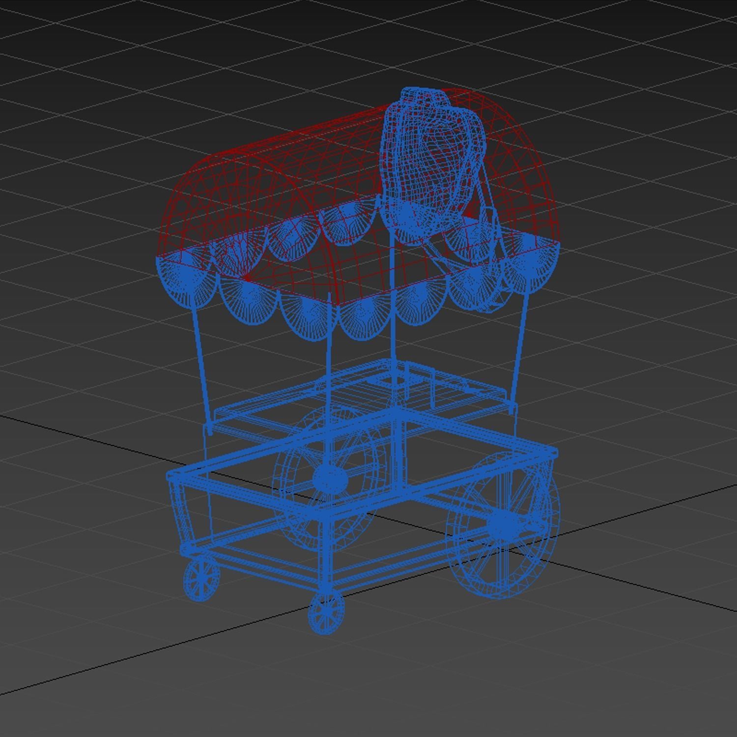 Ice Cream Cart  Low-poly 3D model_3