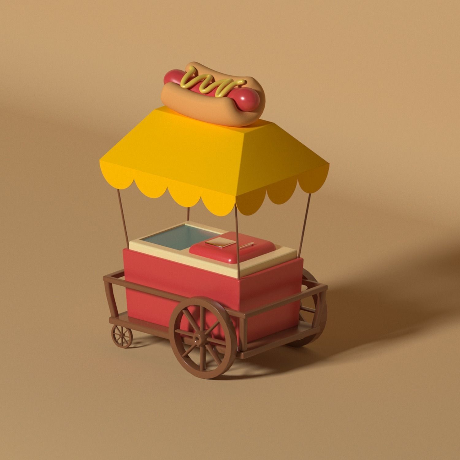 Ice Cream and Hot Dog Carts  Low-poly 3D model_5
