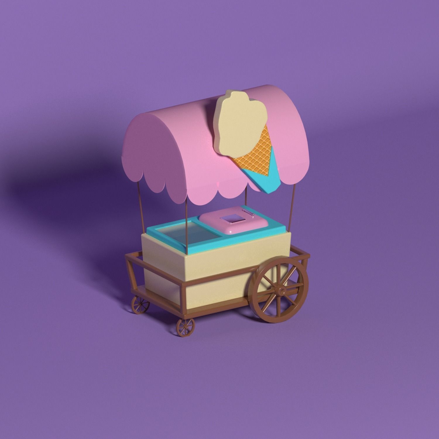 Ice Cream and Hot Dog Carts  Low-poly 3D model_2