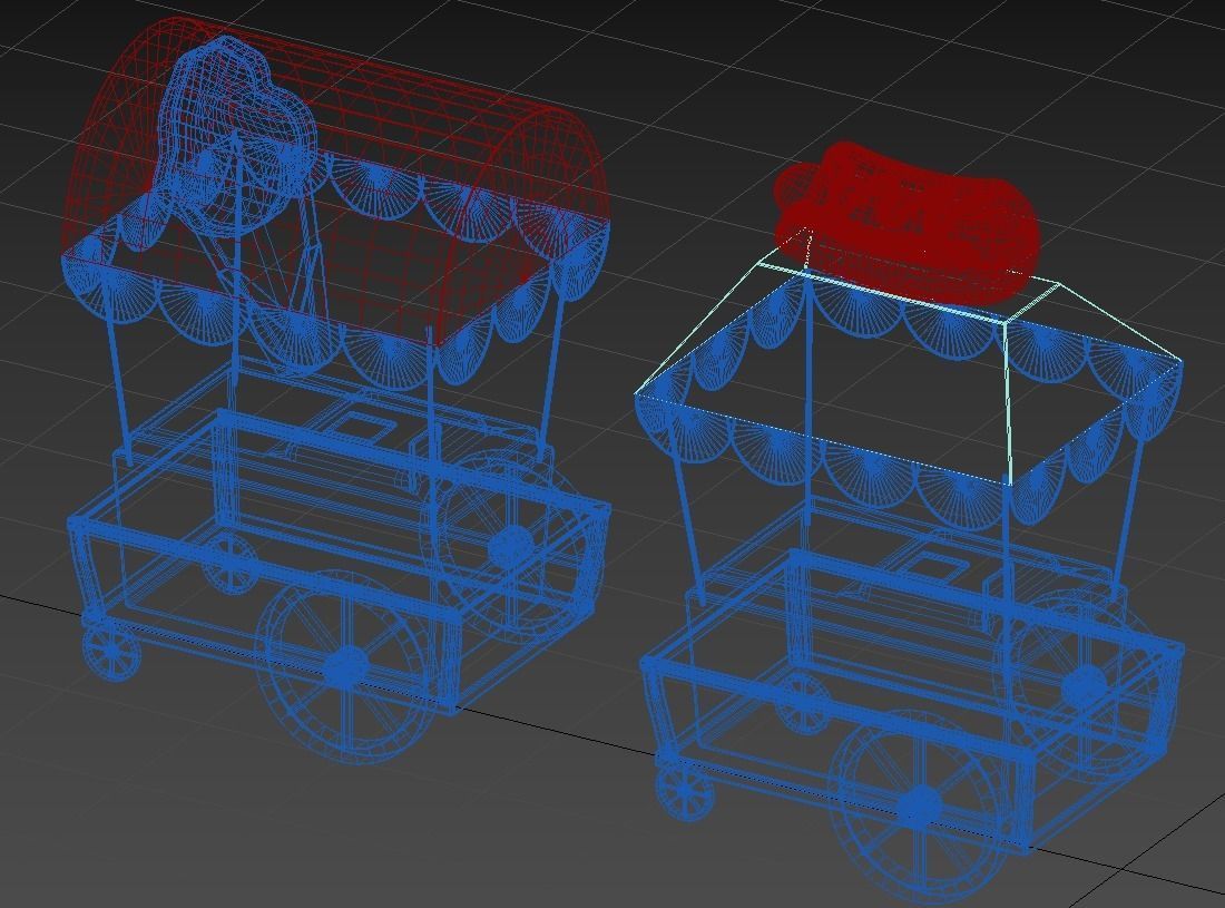 Ice Cream and Hot Dog Carts  Low-poly 3D model_7