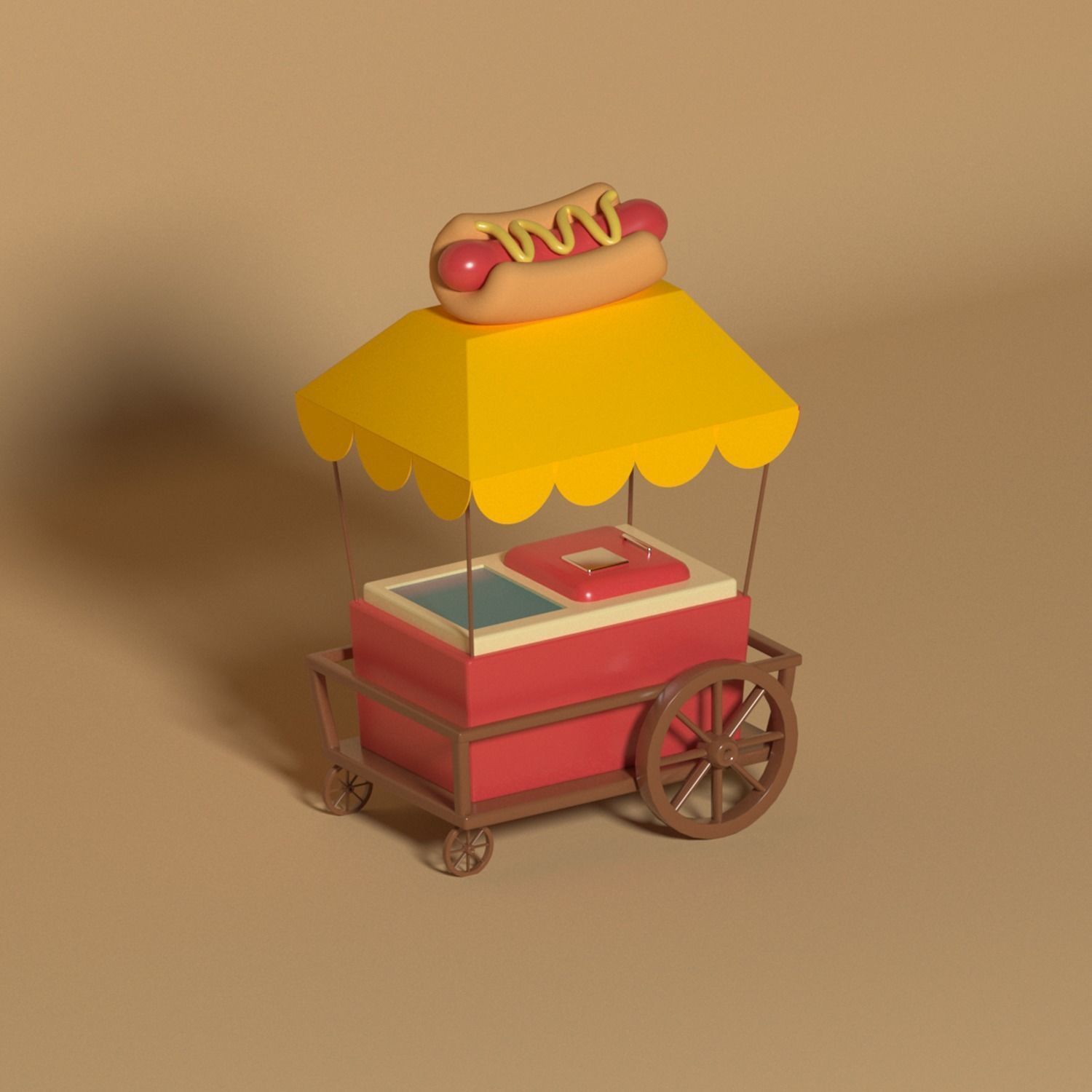 Ice Cream and Hot Dog Carts  Low-poly 3D model_4