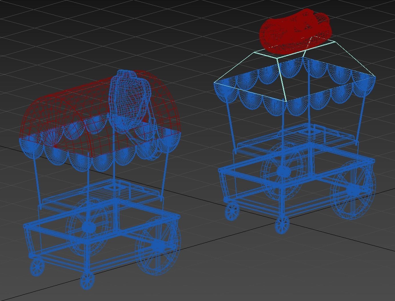 Ice Cream and Hot Dog Carts  Low-poly 3D model_6