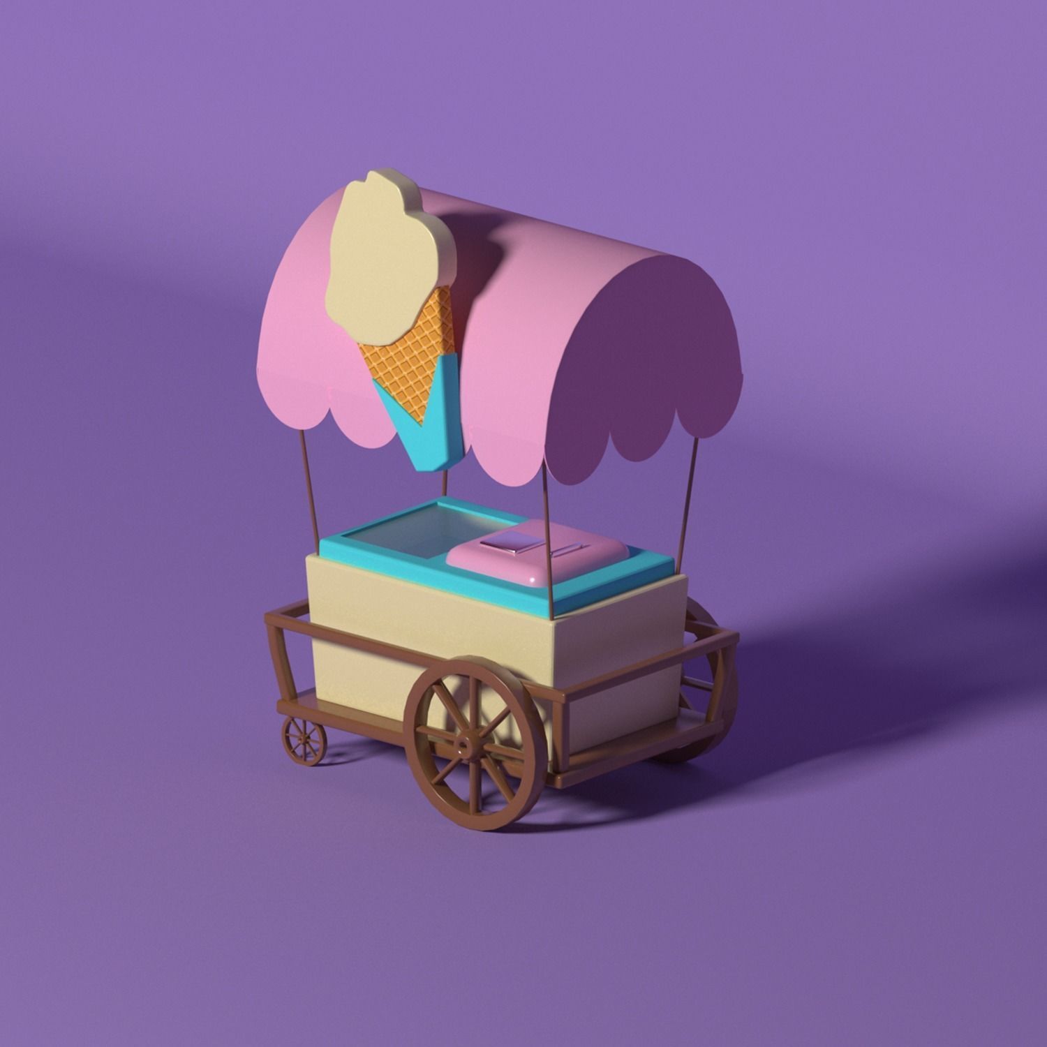 Ice Cream and Hot Dog Carts  Low-poly 3D model_3