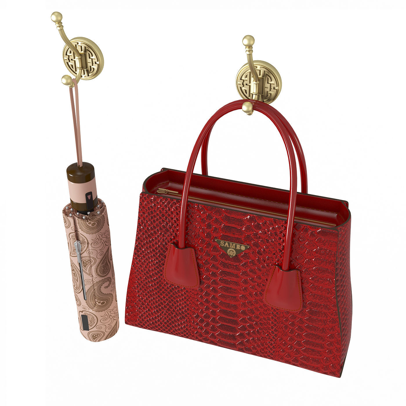 Hallway set scarf-bag-umbrella 3D model_1