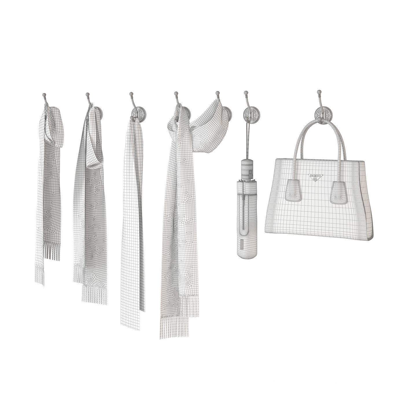 Hallway set scarf-bag-umbrella 3D model_2