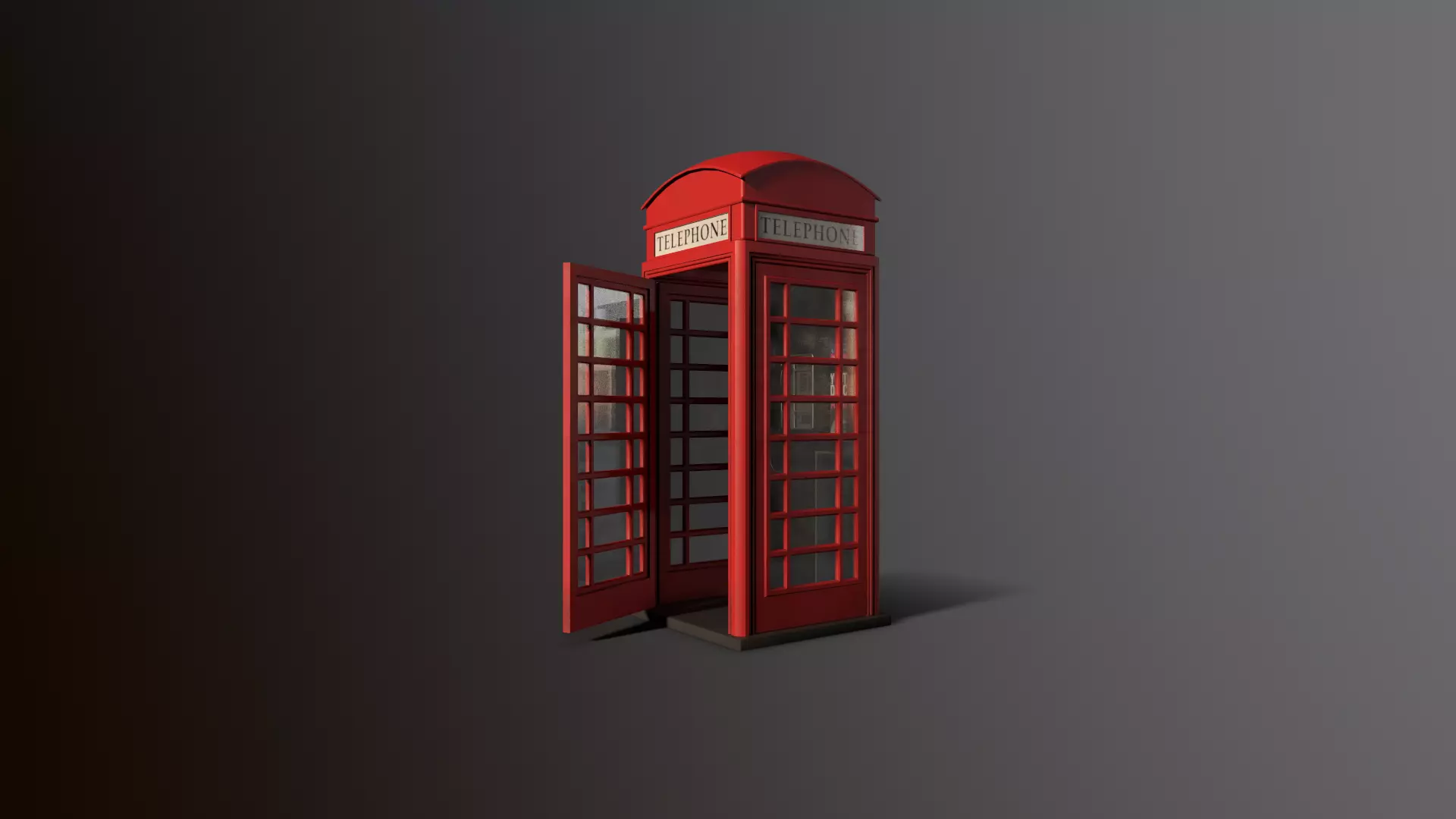 Telephone booth Low-poly 3D model_0