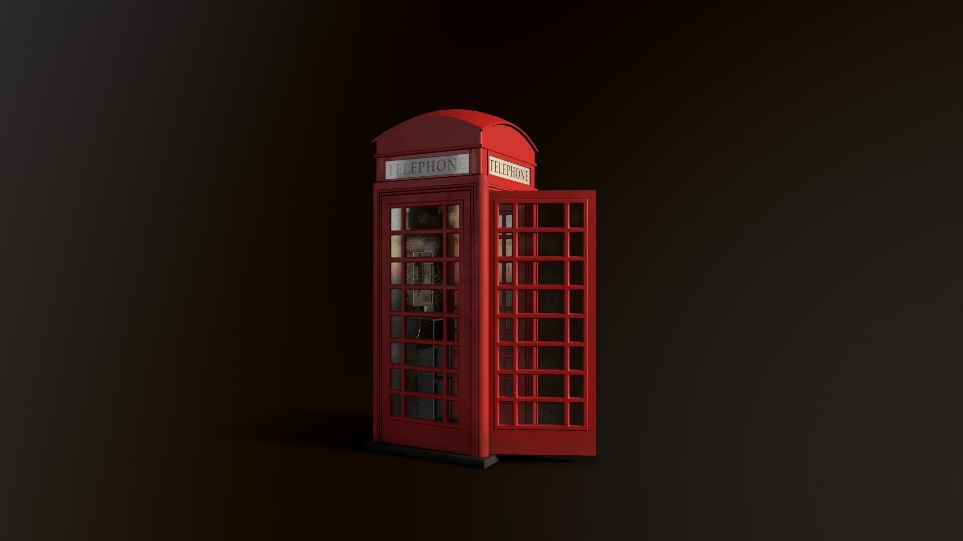 Telephone booth Low-poly 3D model_2