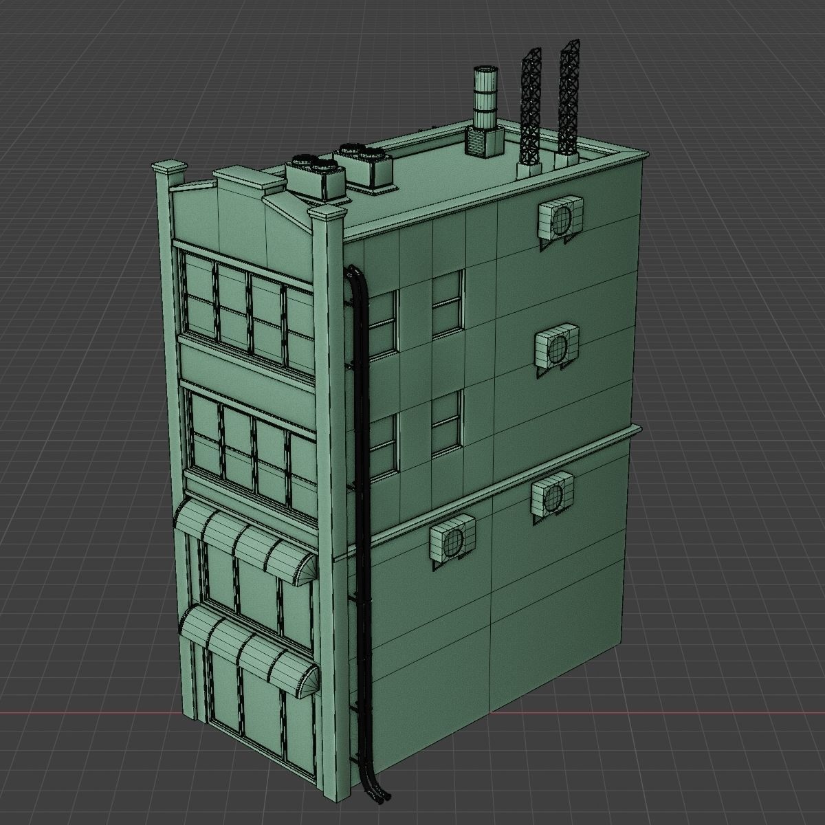 BUILDING URBAN AREA HONGKONG JAPAN CHINA ASIAN 04 Low-poly 3D model_11