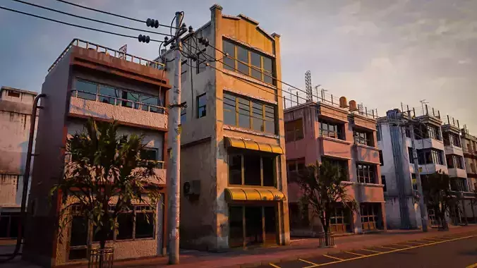 BUILDING URBAN AREA HONGKONG JAPAN CHINA ASIAN 04 Low-poly 3D model