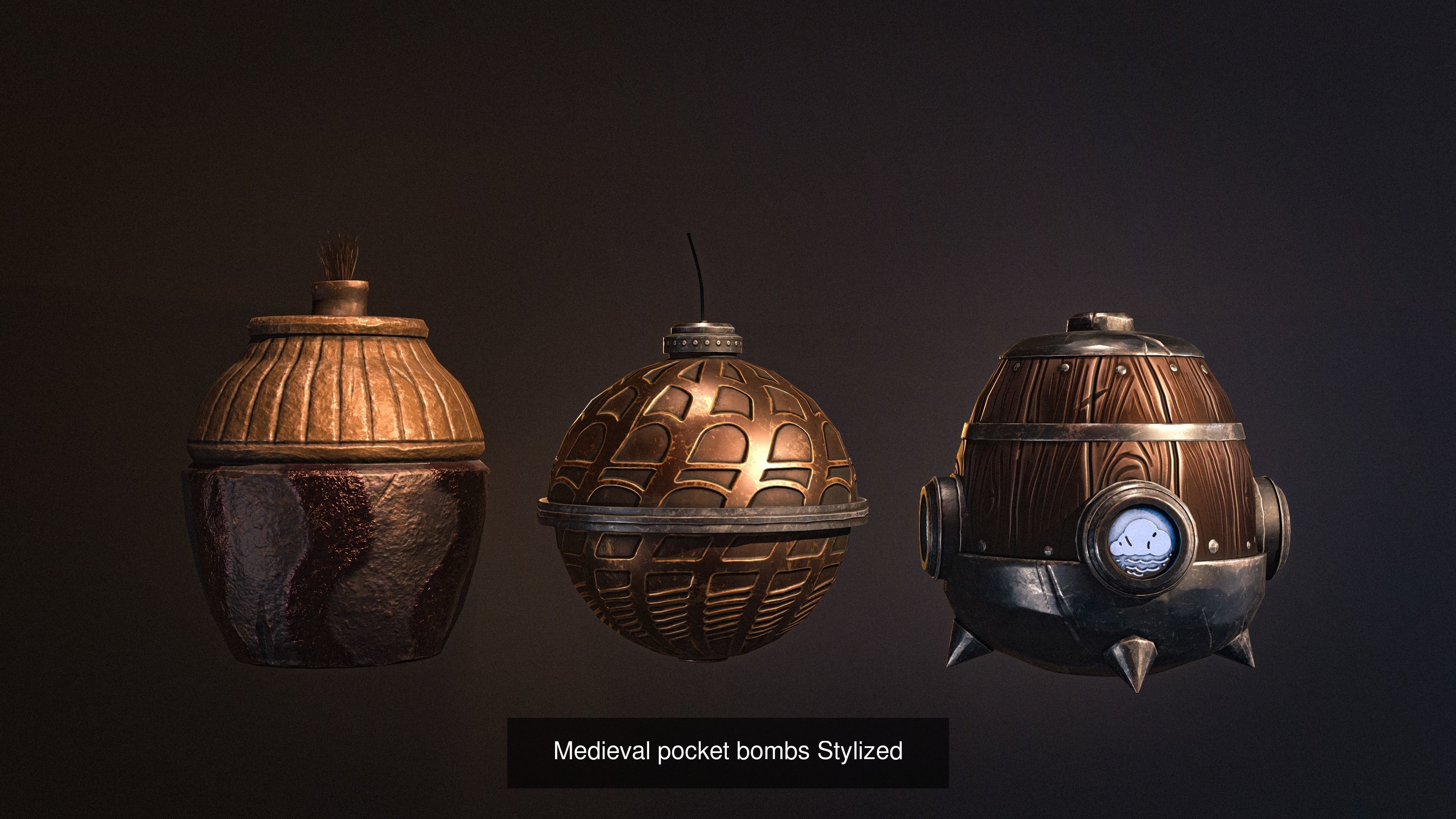 Medieval Stylized wearpons pack 3D Model Collection_6