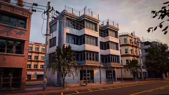 BUILDING URBAN AREA HONGKONG JAPAN CHINA ASIAN 06 Low-poly 3D model