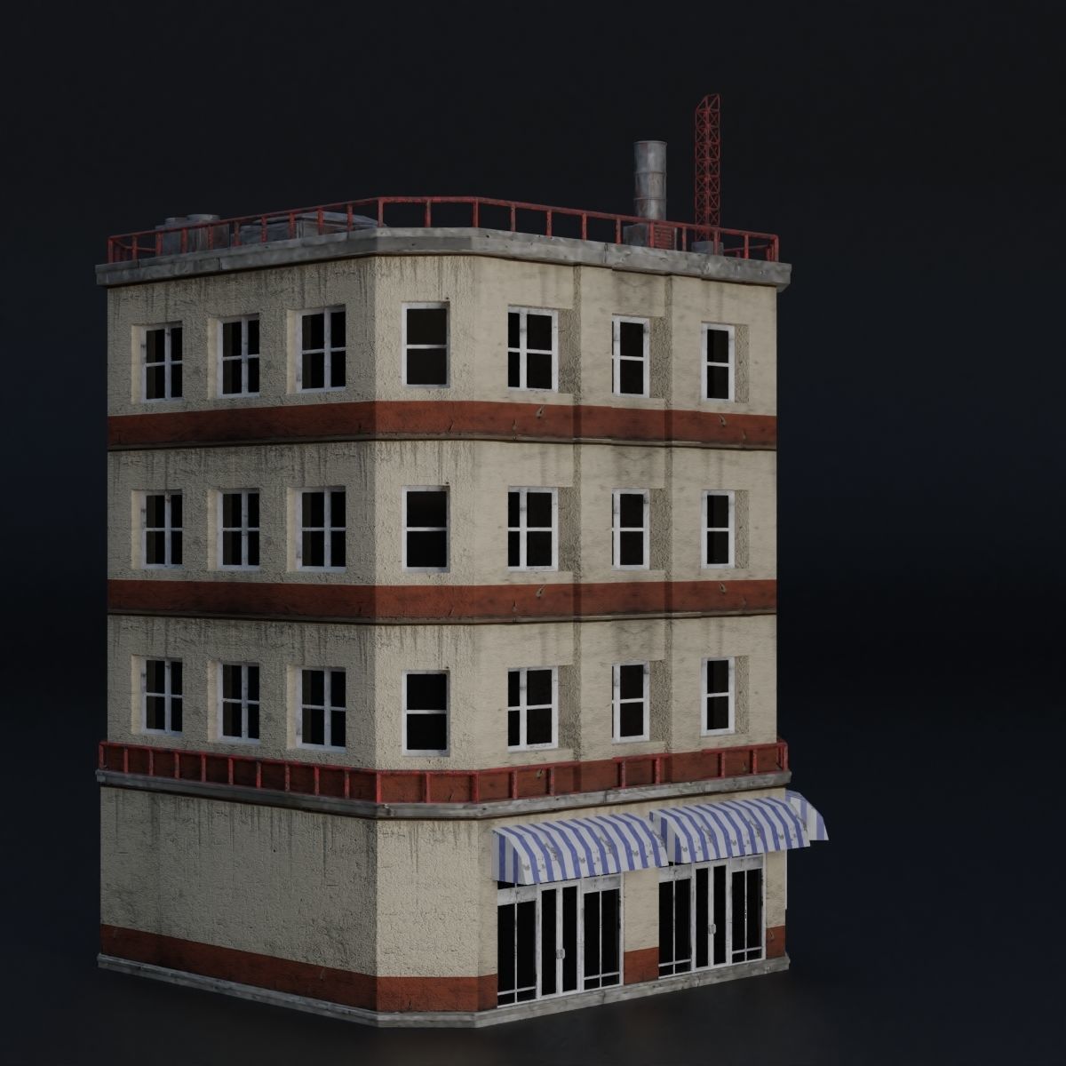 BUILDING URBAN AREA HONGKONG JAPAN CHINA ASIAN 07 Low-poly 3D model_3