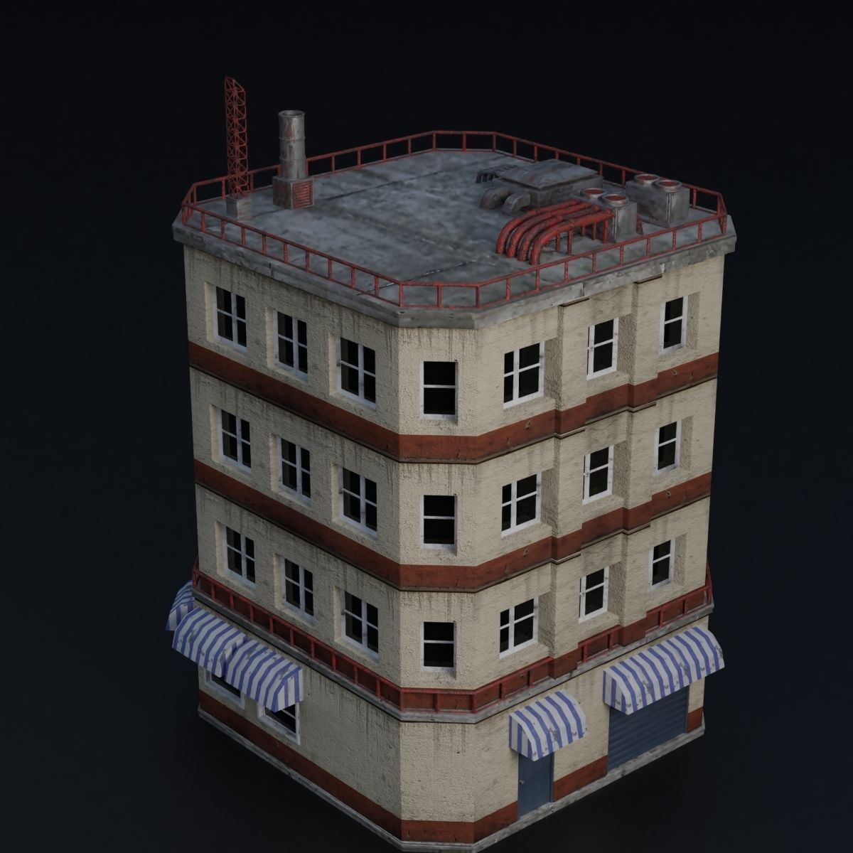 BUILDING URBAN AREA HONGKONG JAPAN CHINA ASIAN 07 Low-poly 3D model_7