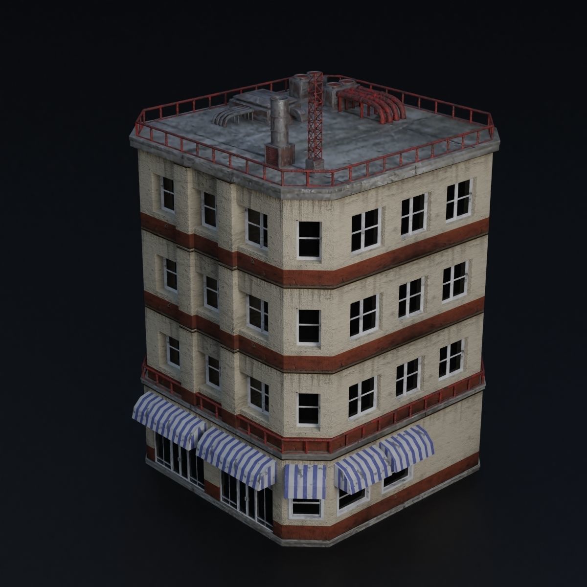 BUILDING URBAN AREA HONGKONG JAPAN CHINA ASIAN 07 Low-poly 3D model_6