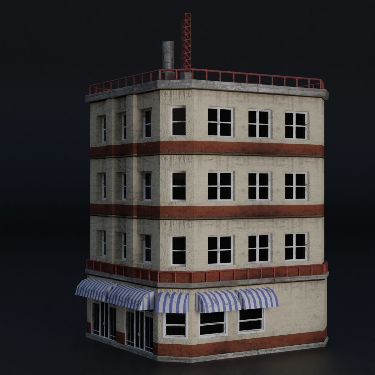 BUILDING URBAN AREA HONGKONG JAPAN CHINA ASIAN 07 Low-poly 3D model_4